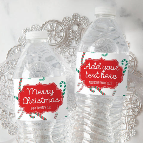 Christmas Candy Cane Water Bottle Labels – Candy Wrapper Store