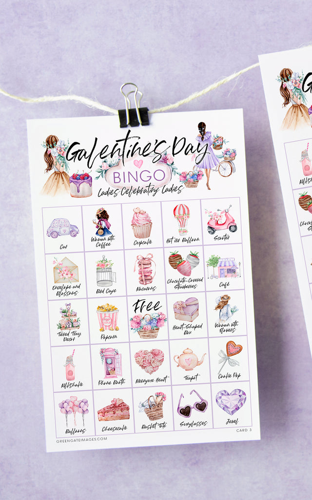 Galentine's Day Bingo - Lavender and Pink – Greengate Images
