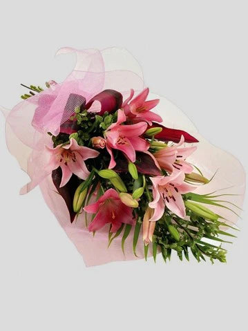Pink Lilies Bouquet | Aarvi's Flowers
