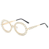 Luxury Round glasses Rhinestone Eyeglass Metal Frame