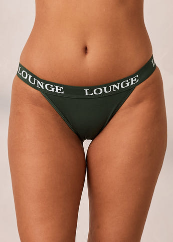 Women's Embraceable Lace Thong Underwear in Forest Green size 2XL