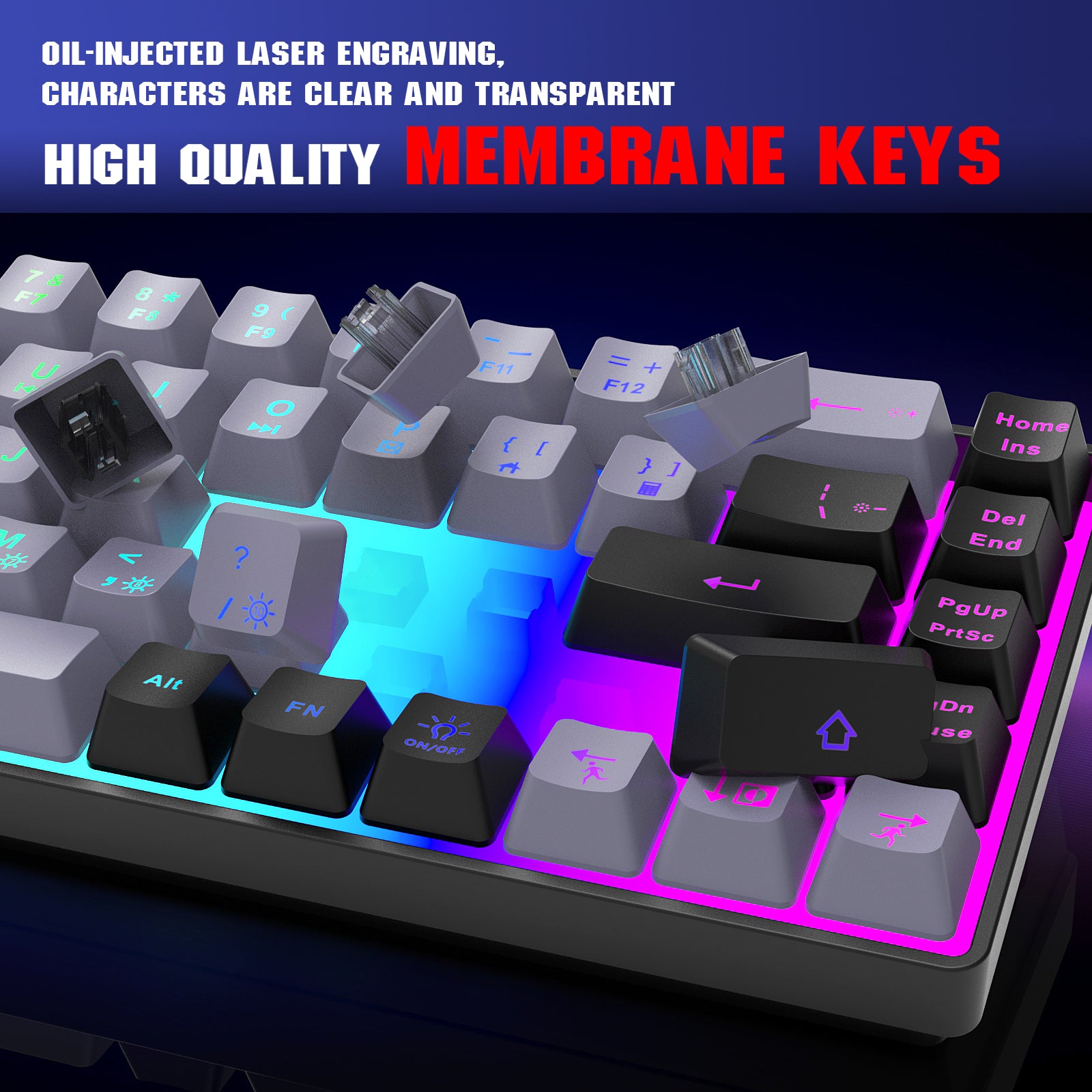 Snpurdiri 60% Gaming Keyboard,RGB Compact Mini Keyboard,Wired Computer ...