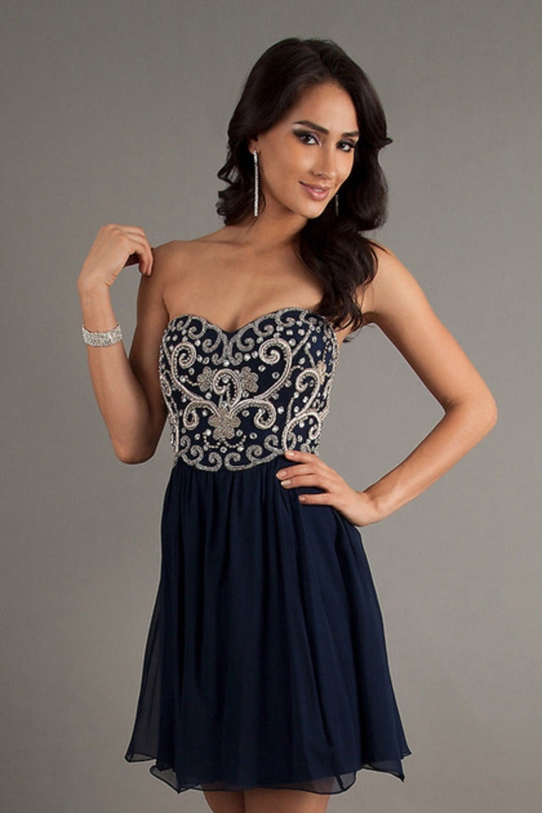 2022 Homecoming Dresses A Line Short/Mini Sweetheart Chiffon With Beads&Sequins