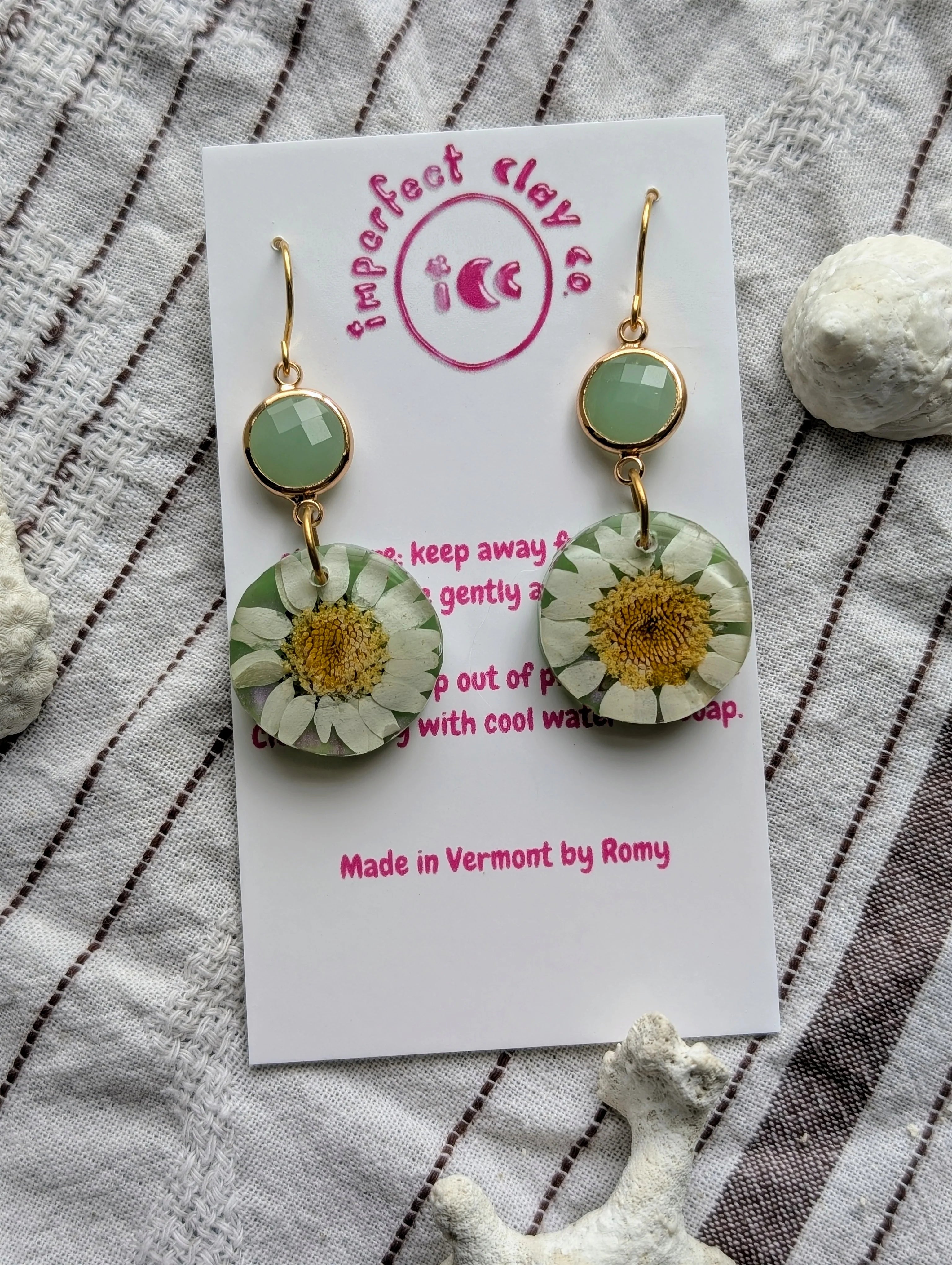 Sea-foam daisy earrings