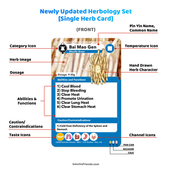 herbology set, single herb, herbal formula, medicinal herb, herbal medicine, herb study cards, formula study cards, boncho friends, collectible study cards