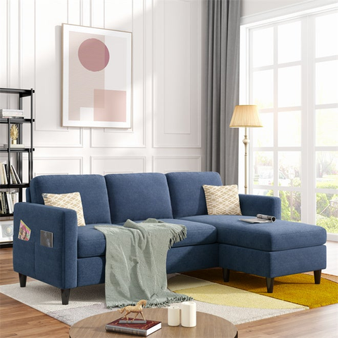 Reversible Sectional Sofa with Handy Side Pocket