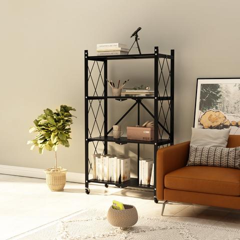 4 Tiers Folding Metal Storage Shelves Without Assembly Sogeshome