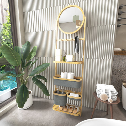 Bamboo Ladder Storage Shelf