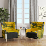 Designart 'Yellow, White and Black Marbled Acrylic' Modern Accent Chair