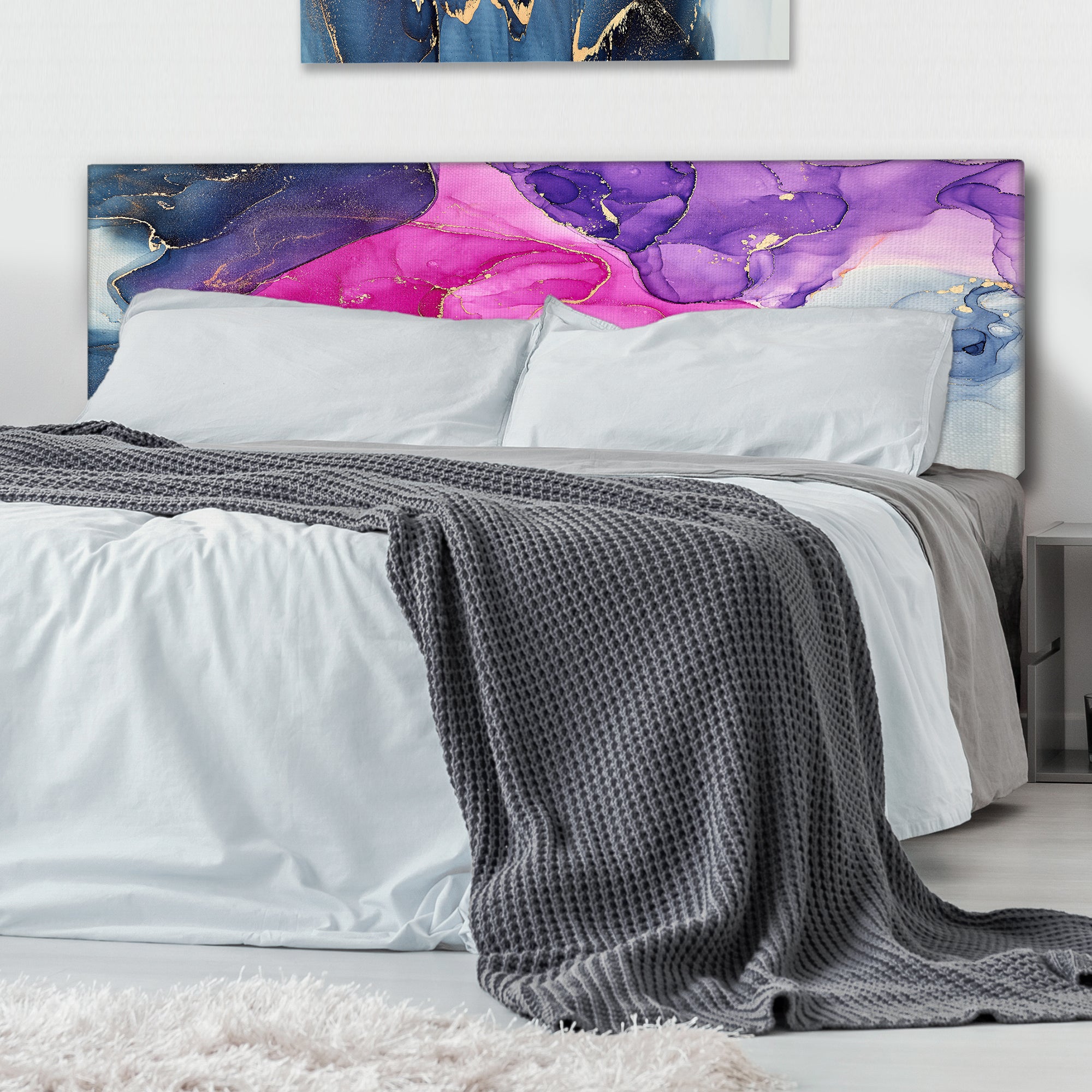 Pink And Purple Luxury Abstract Fluid Art upholstered headboard