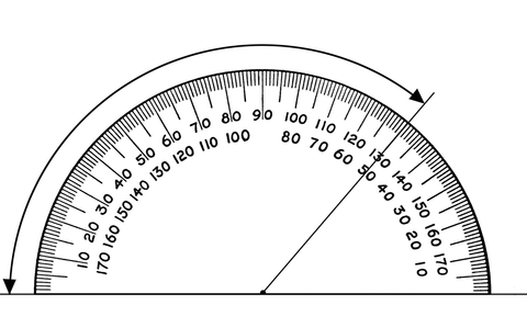 130 degree angle on protractor