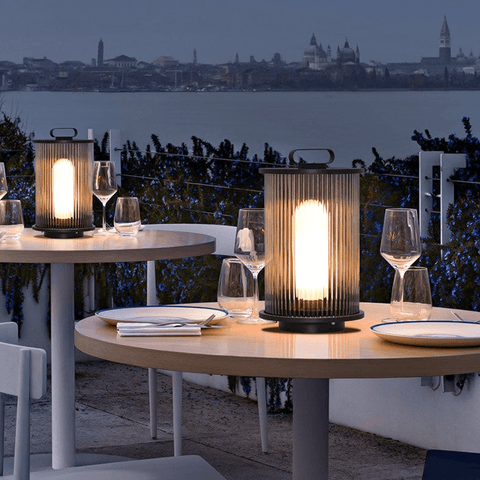 Garden Villa Lamps on restaurant tables