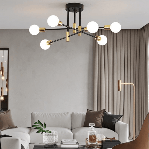 Black & Gold LED Chandelier in living room