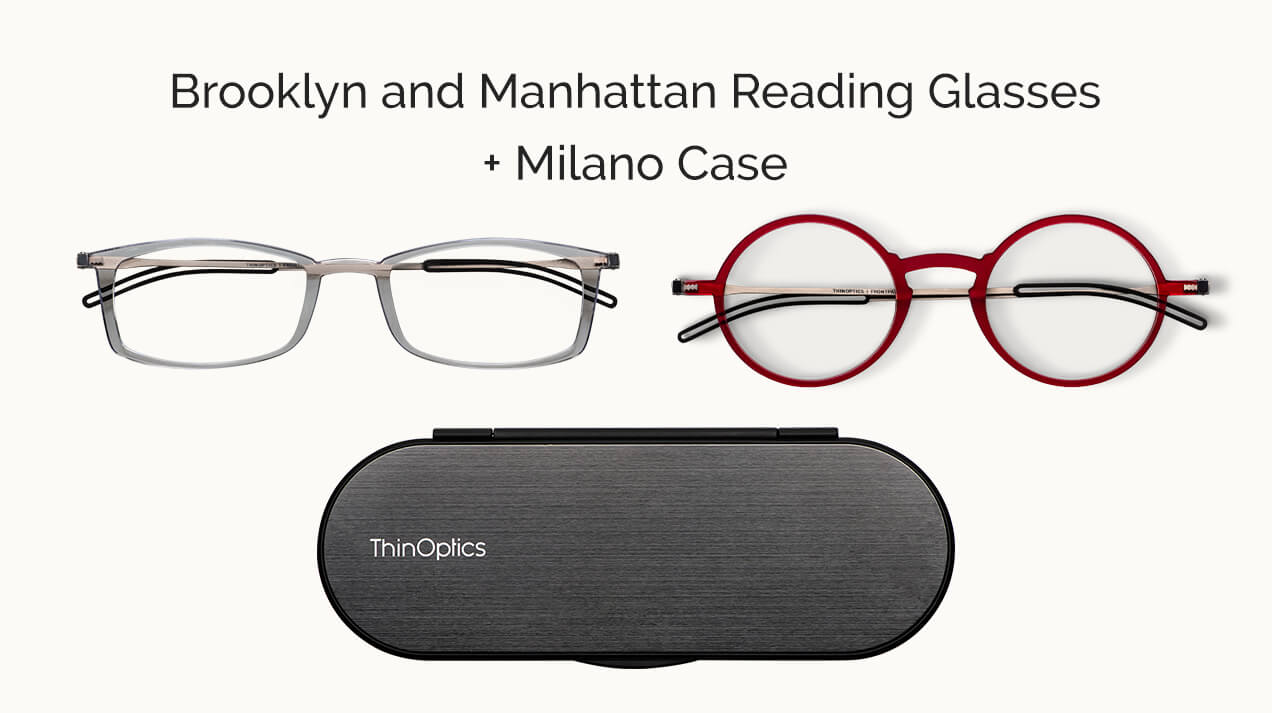 Manhattan and Brooklyn Reading Glasses with Milano Case