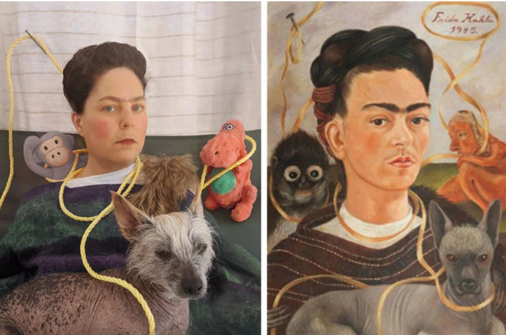 Self Portrait with Small Monkey by Frida Kahlo