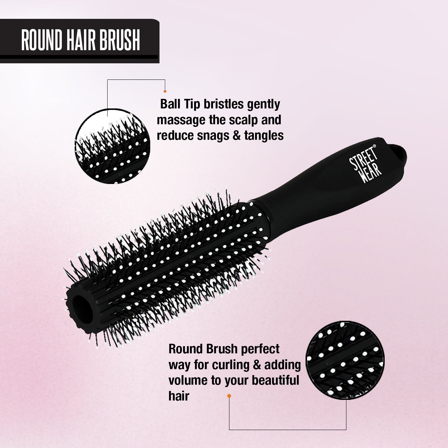 Buy GUBB Round Hair Brush  Vogue Range 140 gm Online at Best Price  Hair  Brushes