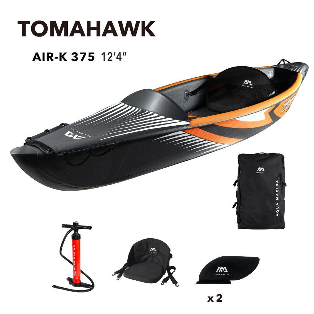 aqua-marina-high-pressure-speed-kayak-canoe-tomahawk-air-k-124-inflatable-kayak-package-including-carry-bag-paddle-fin-pump-safety-harness