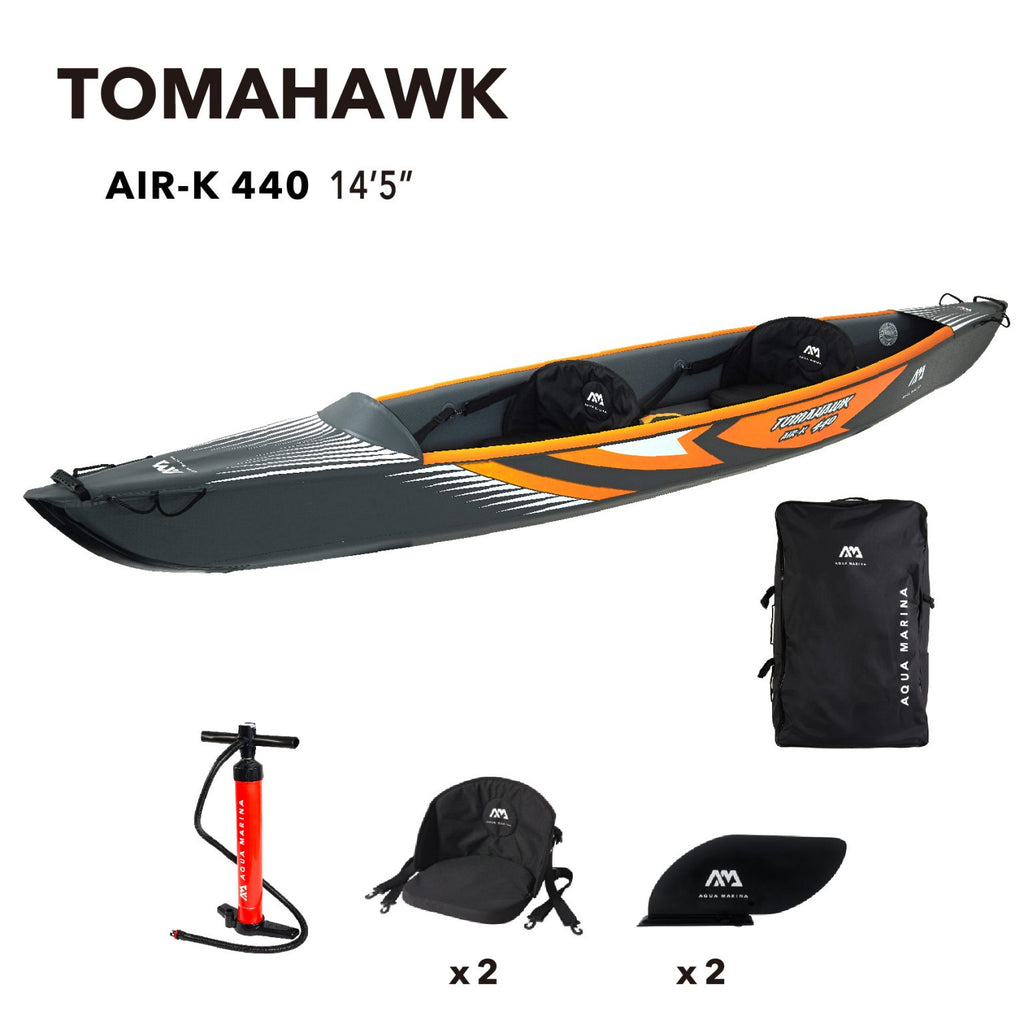 aqua-marina-high-pressure-speed-kayak-canoe-tomahawk-air-k-145-inflatable-kayak-package-including-carry-bag-paddle-fin-pump-safety-harness