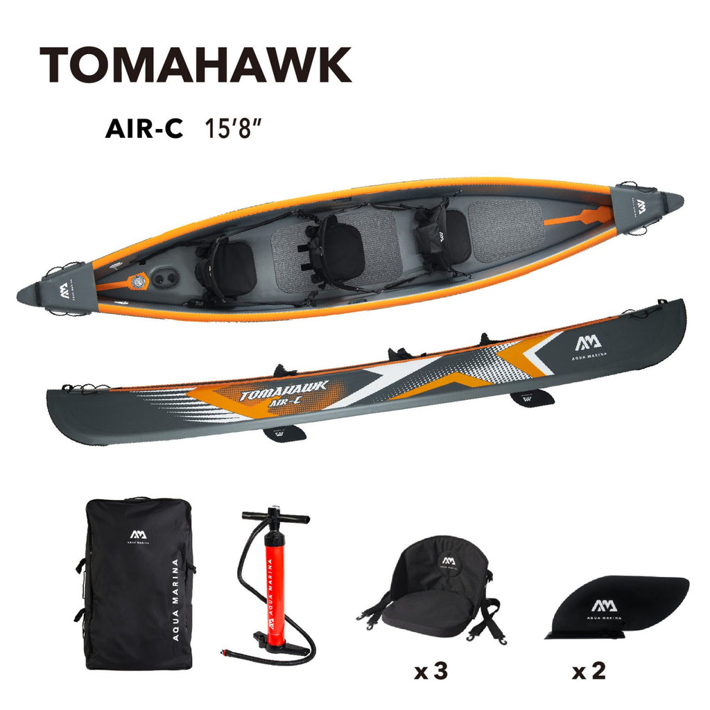 aqua-marina-high-pressure-speed-kayak-canoe-tomahawk-air-c-15-8-inflatable-kayak-package-including-carry-bag-paddle-fin-pump-safety-harness