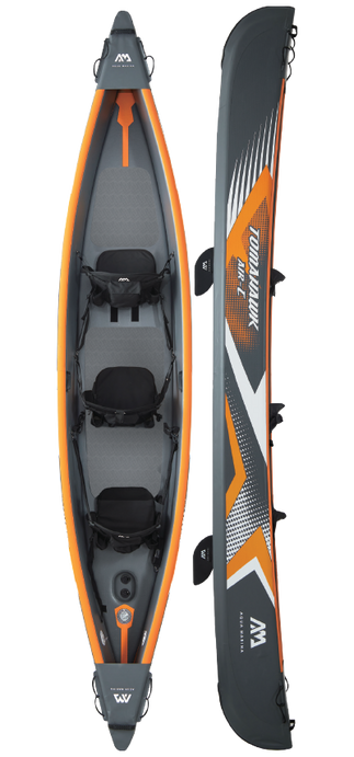 Aqua Marina HIGH PRESSURE SPEED KAYAK/CANOE - TOMAHAWK AIR-K 12'4" - Inflatable KAYAK Package including Carry Bag, Fin, Pump & Kayak Seat