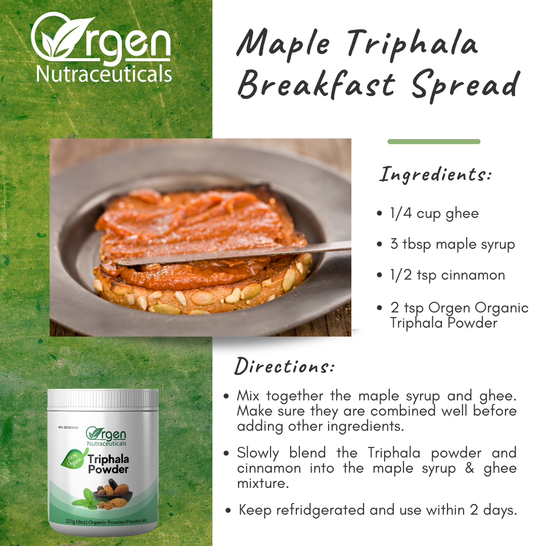 maple triphala spread recipe card