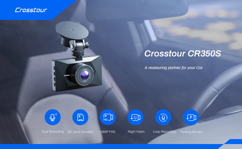 Crosstour Dash Cam Car Recorder CR250 Camera 1080p High Resolution New open  box