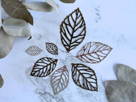 2pcs Metal Leaves Mixed Media Art Supplies