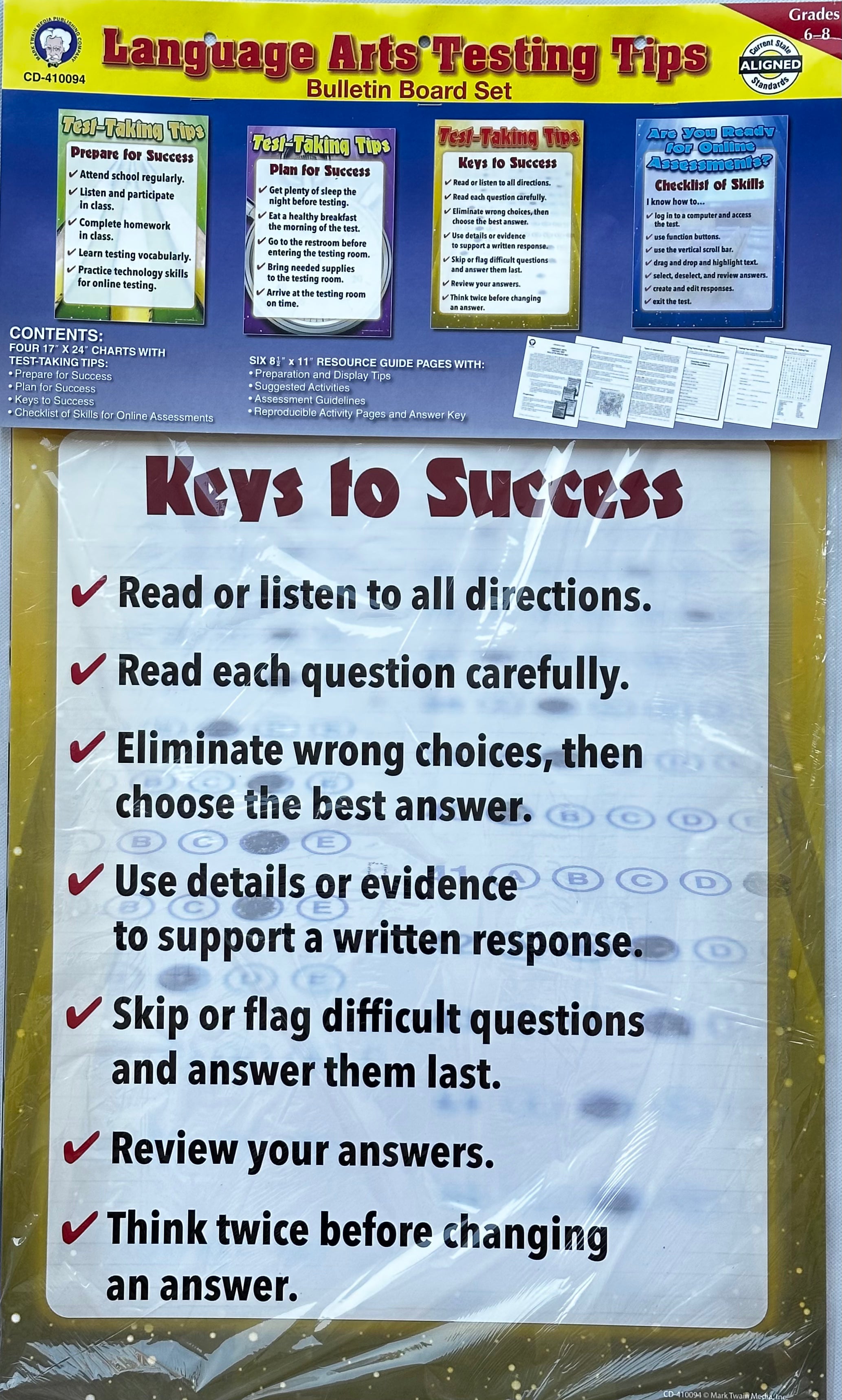 Language Arts Testing Tips Bulletin Board Set