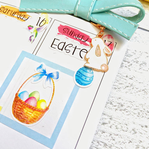 Close up of planner page with Easter stickers