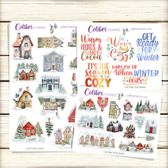 Christmas Planner Stickers, Cold Snap, Holiday Deco Stickers, Gingerbread House Deco, Snow Globe Planner Sticker Kit, Seasonal Planner  Stickers, ColibriCharms