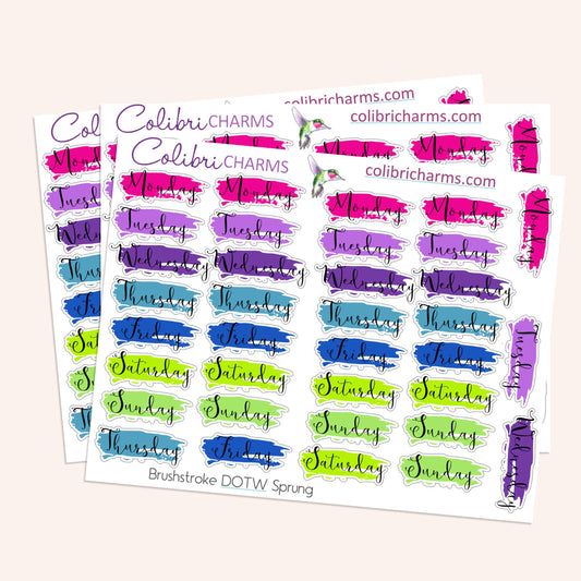 Brushstroke Days of the Week Planner Stickers in Mix Tape
