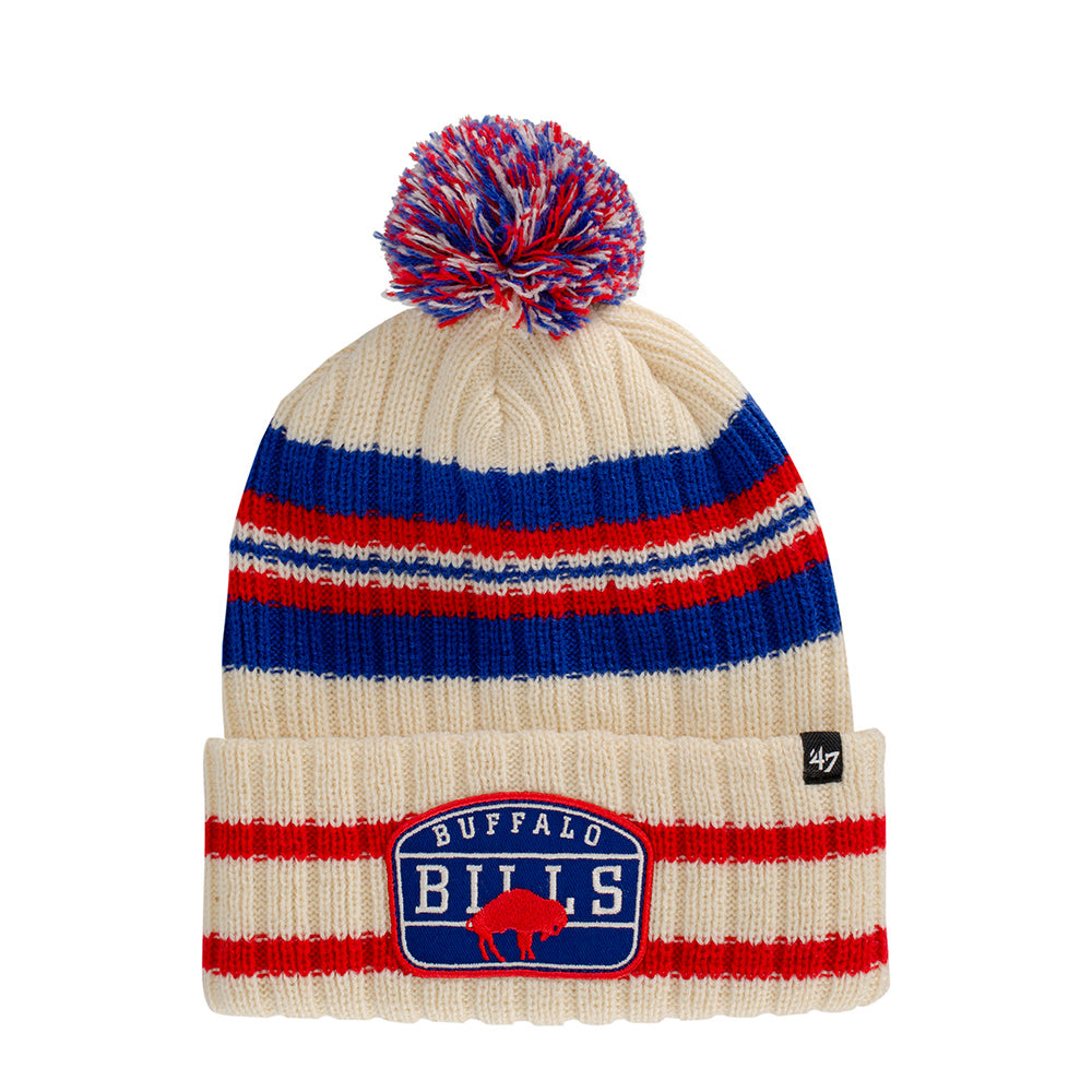 Buffalo Football Blue and Red Pom Beanie Winter Hat