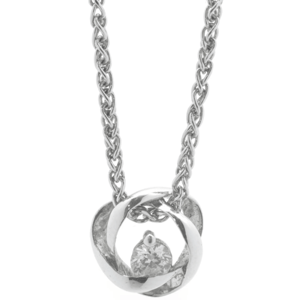 diamond solitaire swirl necklace