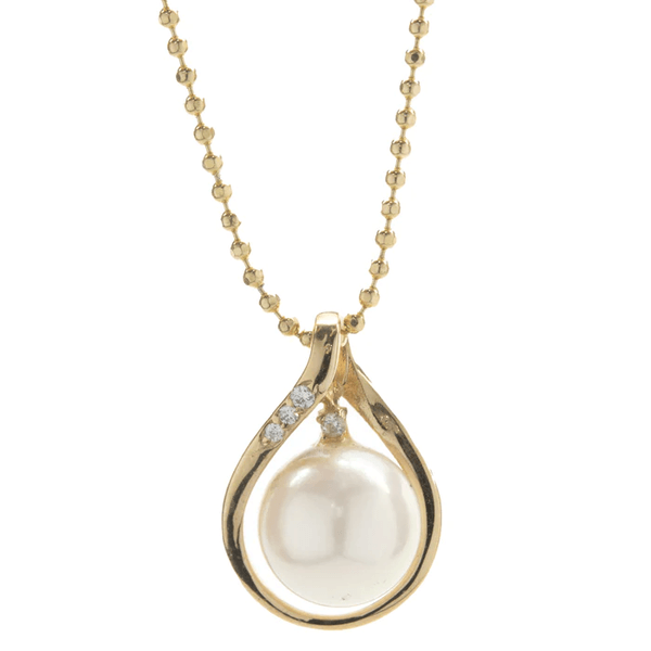 gold pearl and diamond twist necklace