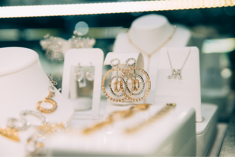 gold jewelry on display