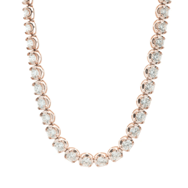 rose gold necklace coupled with diamonds