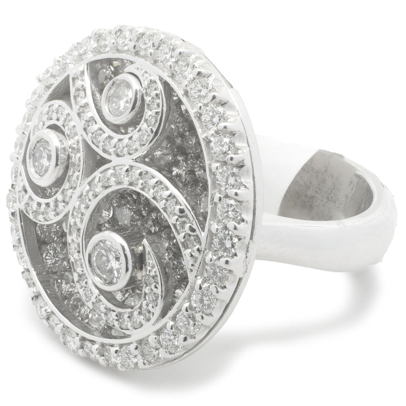 14k White Gold Diamond Swirl Ring