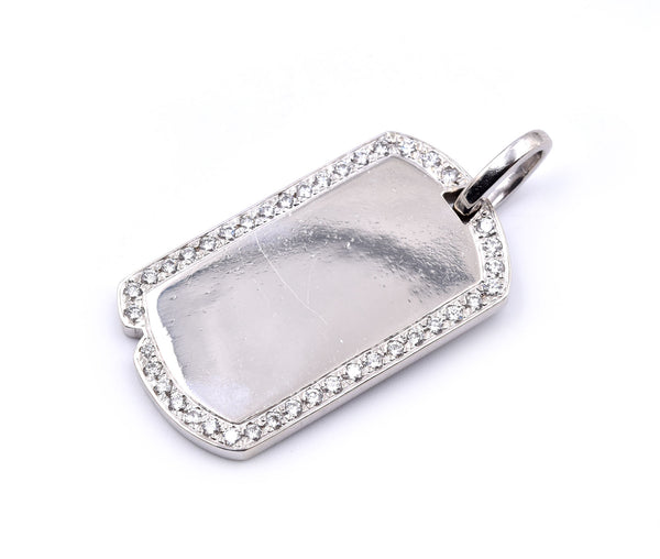 Clockwork 18-Karat White Gold Full Diamond Dog Tag