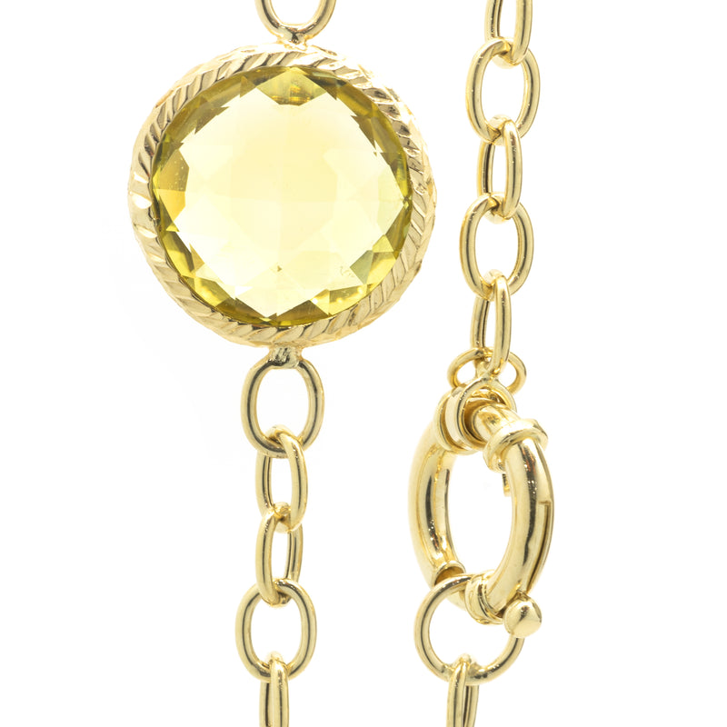 18 Karat Yellow Gold Double Faceted Multi Gemstone Necklace