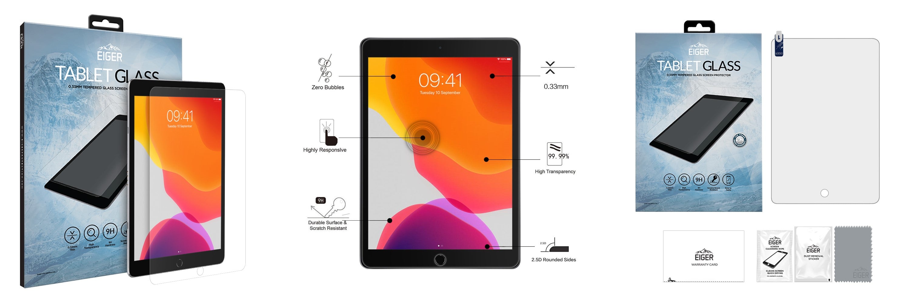 ipad 10.2 (2021) glass screen protector with cleaning kit