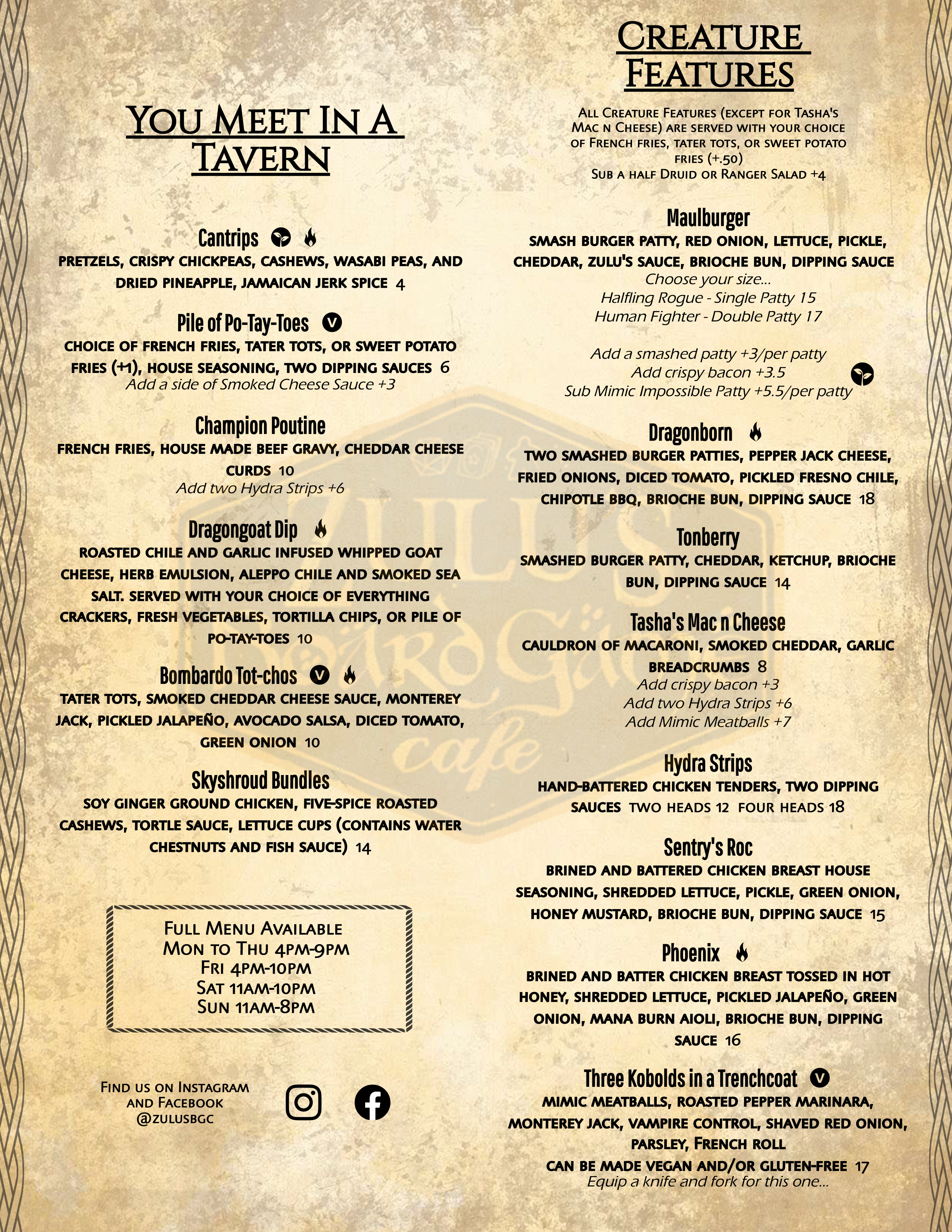 Menu Page 1