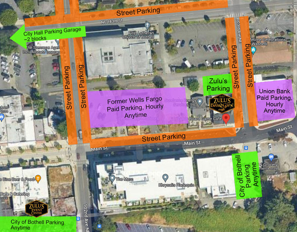 arial map of zulus surroundings showing where to park