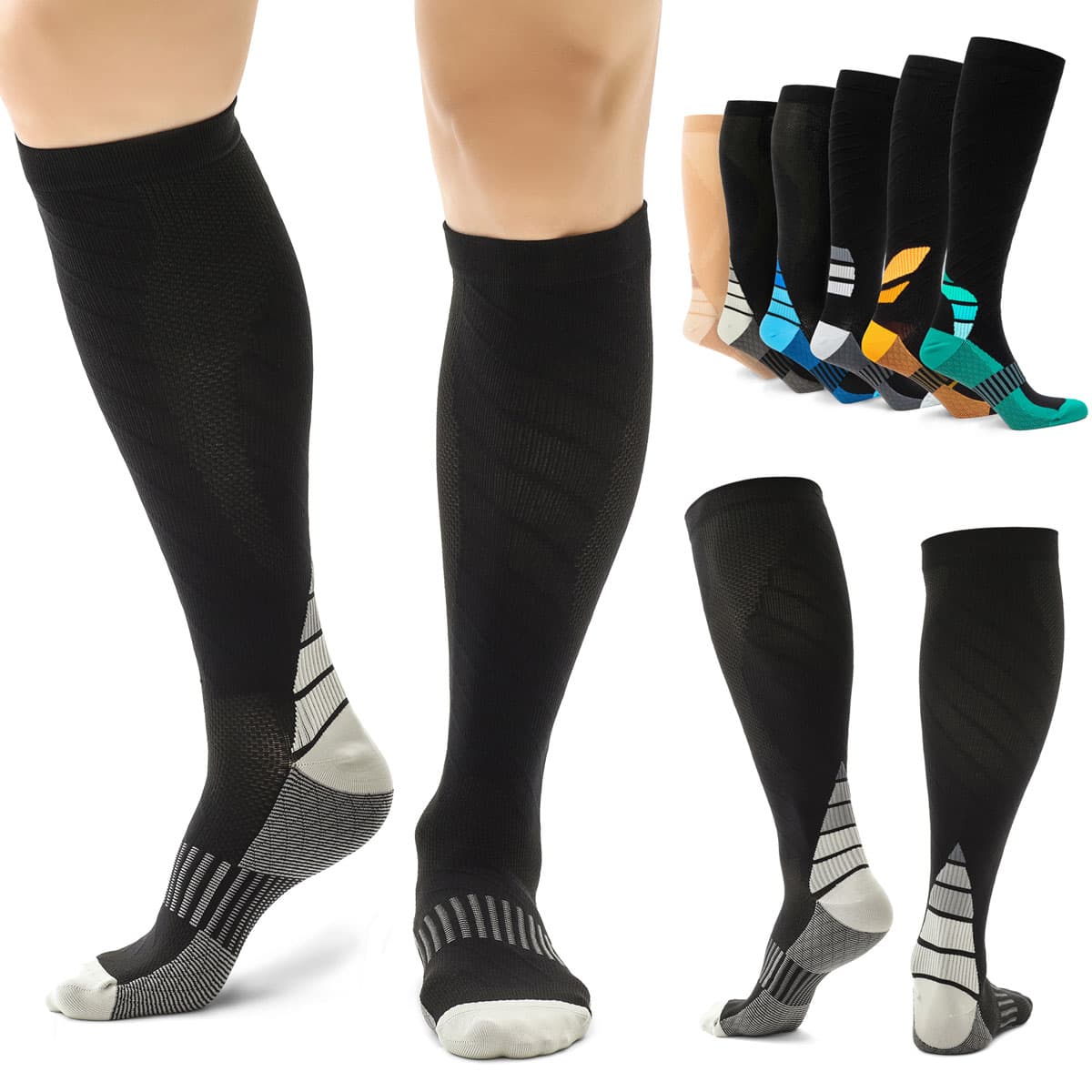 Compression Socks with Foot Massage Pad and Arch Support