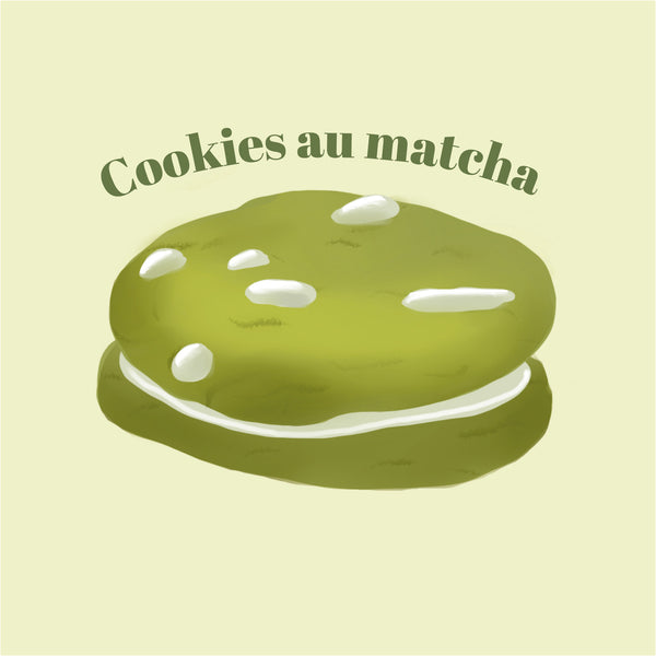 Illustration d'un sandwich de 2 cookies au matcha avec du fromage blanc