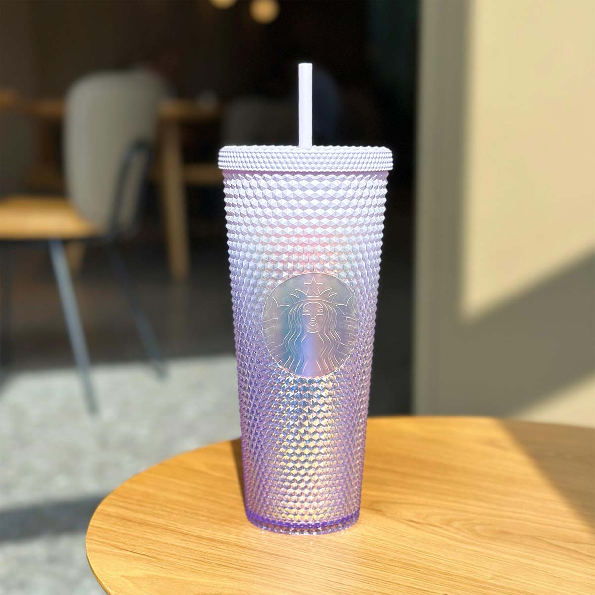 Starbucks Tumbler China sky blue gradient Glass Straw cup 18.6oz with