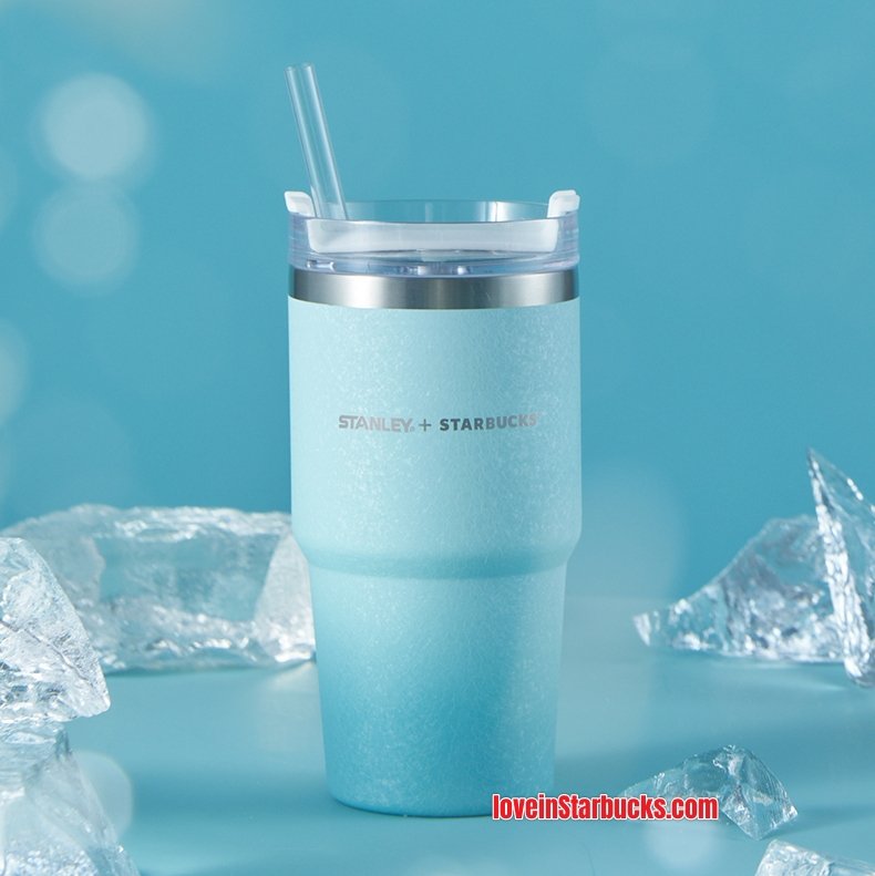 New Starbucks Stanley Gradient Silver Car Hold Sippy Cup Tumbler W/ Straw  Topper