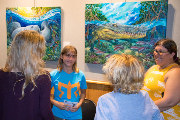 Connecting with young artists at reception in Biscayne National Park  