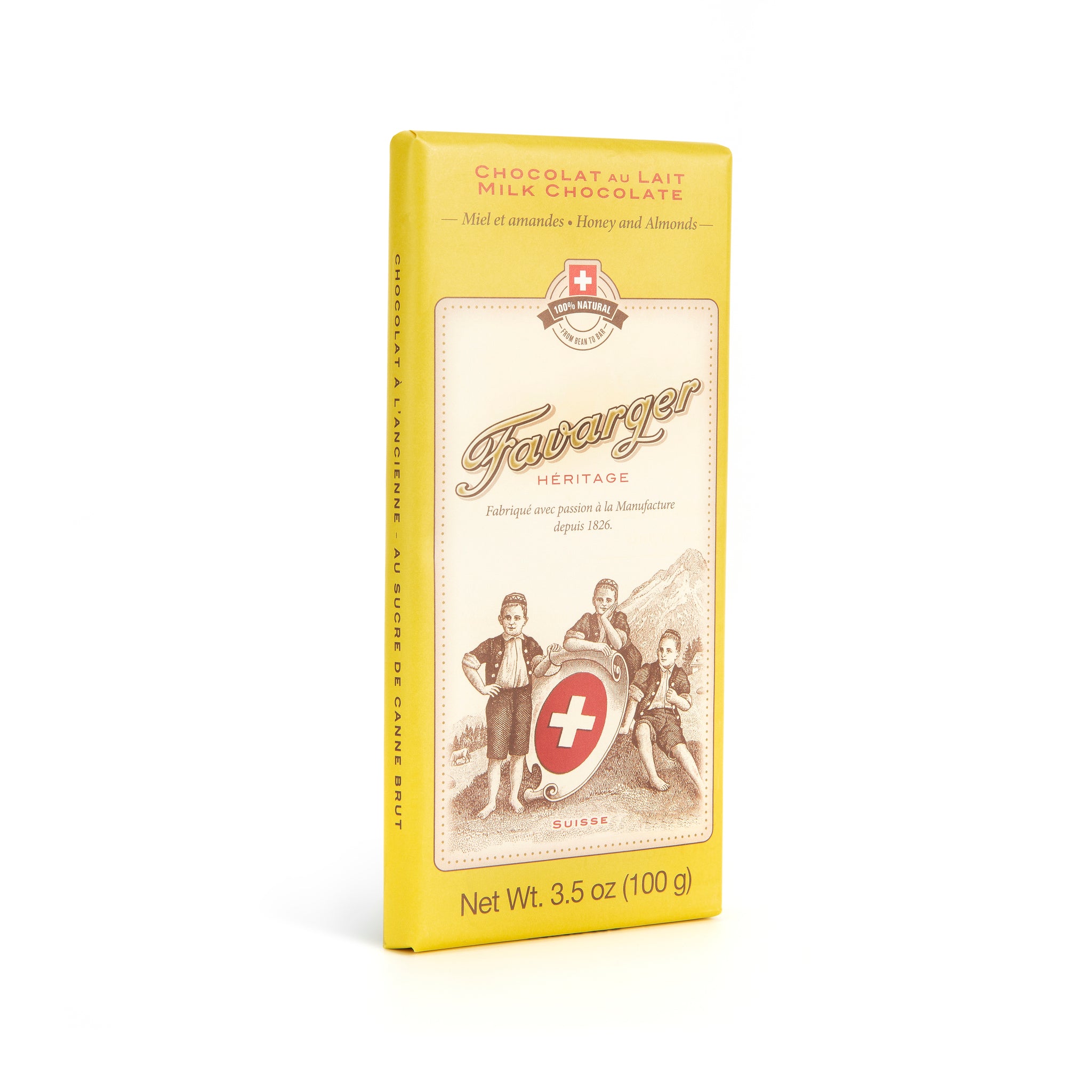 Tablette de chocolat suisse avec nougat au miel et aux amandes PC