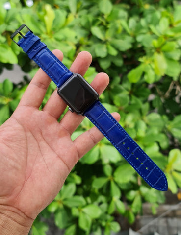 blue alligator watch strap for apple watch