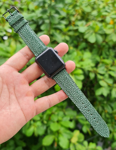 Green Stingray Leather Apple Watch Strap